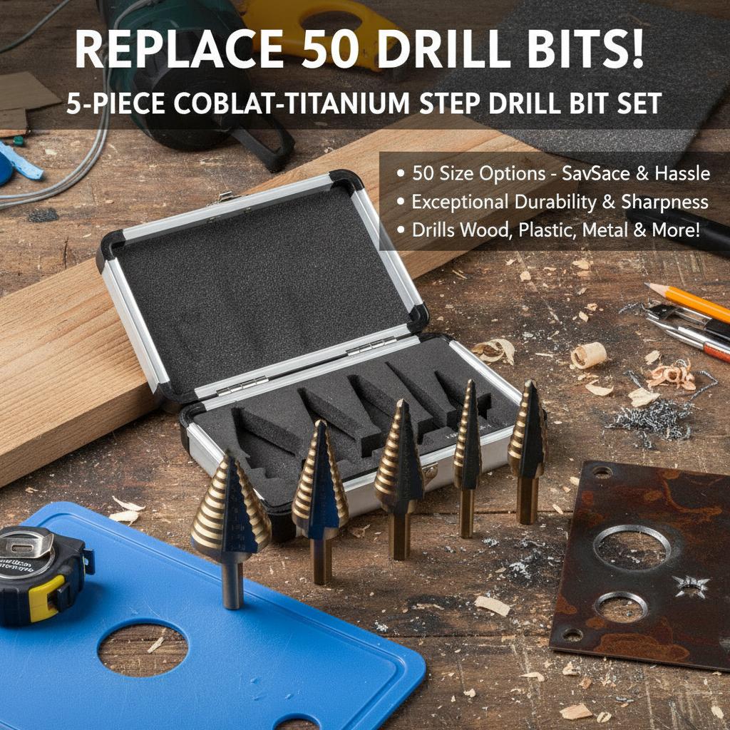 Step Drill Bit Set Titanium Hss Cobalt - Stappenboorset 50 maten in 5 bits