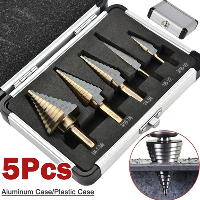 Step Drill Bit Set Titanium Hss Cobalt - 5-delige trapboorset HSS kobalt meerdere gaten