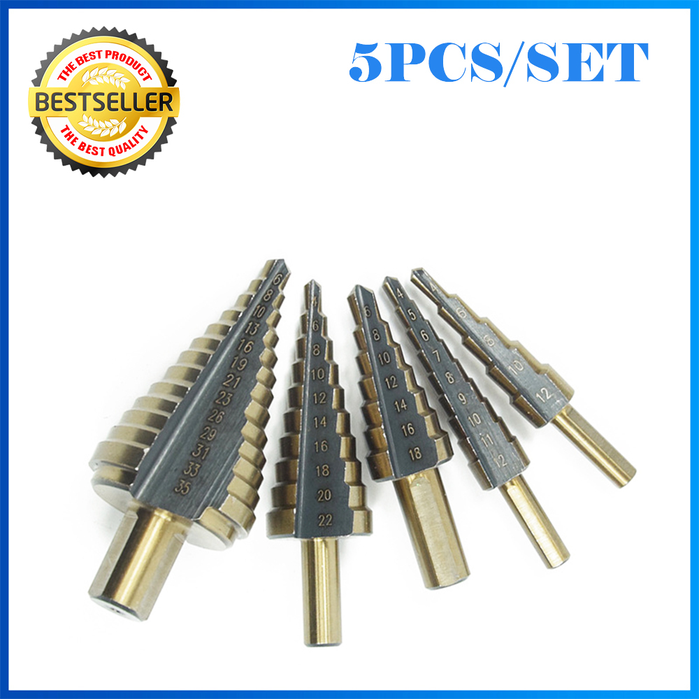 Step Drill Bit Set Titanium Hss Cobalt - 5 Stuks Pagode Stap Boren HSS