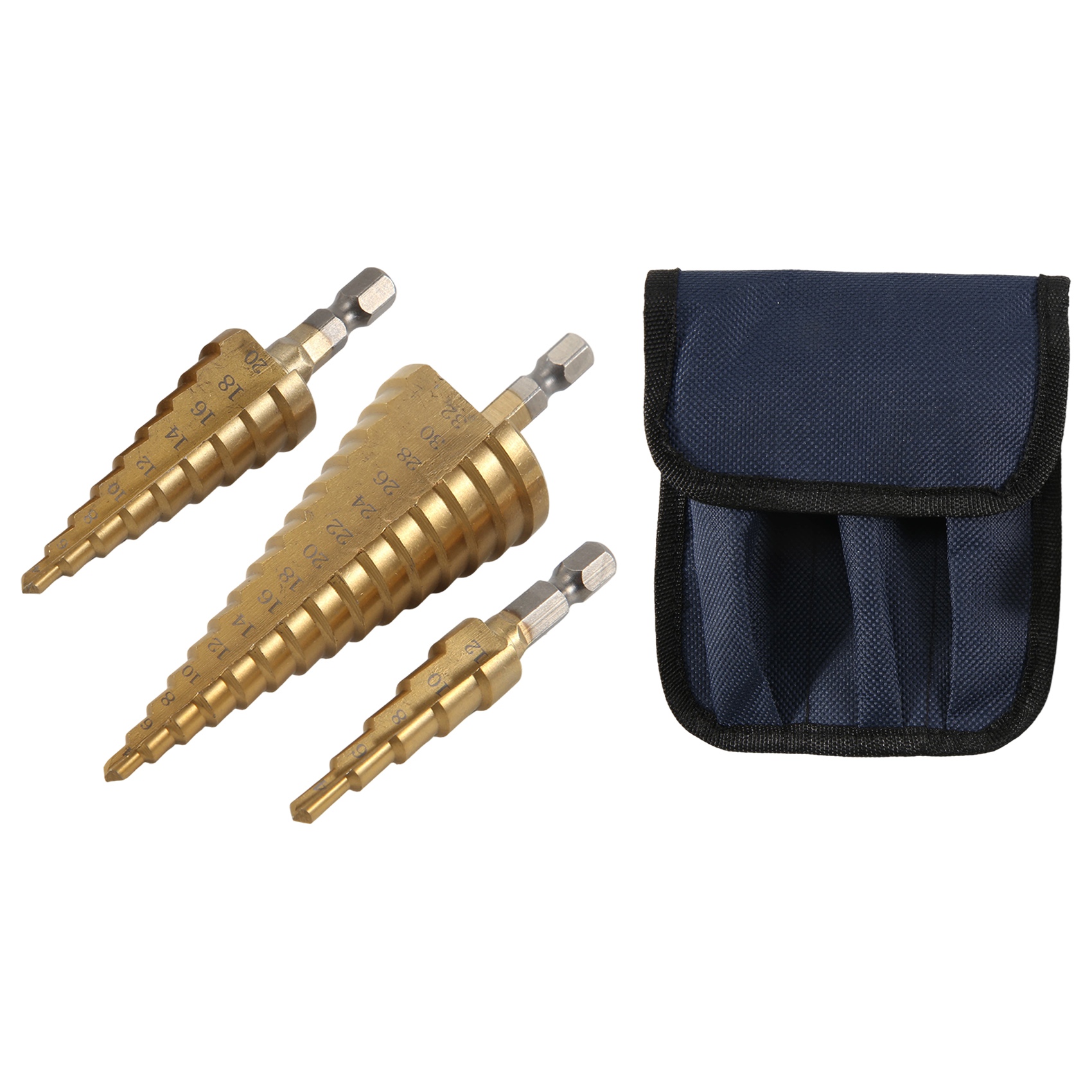 Step Drill Bit Set Titanium Hss Cobalt - A23T 3-delige HSS-set met conische boorbeitels,
