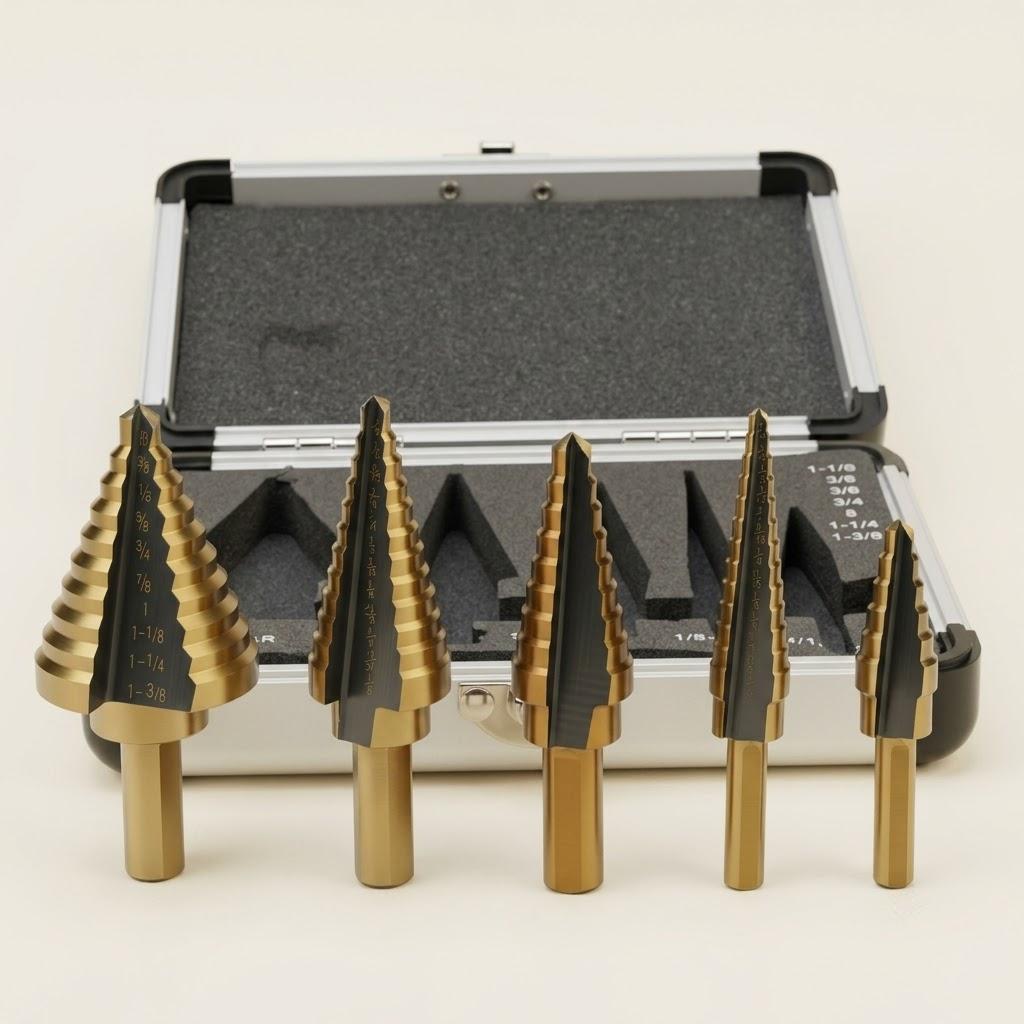 Step Drill Bit Set Titanium Hss Cobalt - Professionele multi-size trapboorset 5-delig HSS kobalt