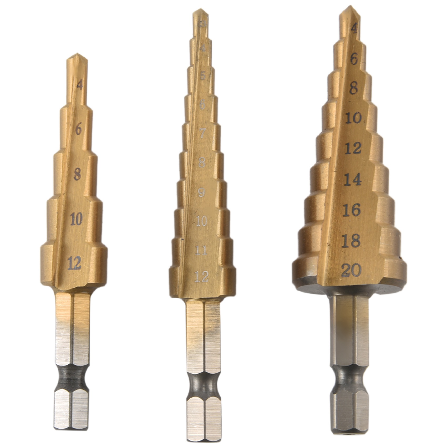 Step Drill Bit Set Titanium Hss Cobalt - A23T 3-delige HSS-set met conische boorkoppen