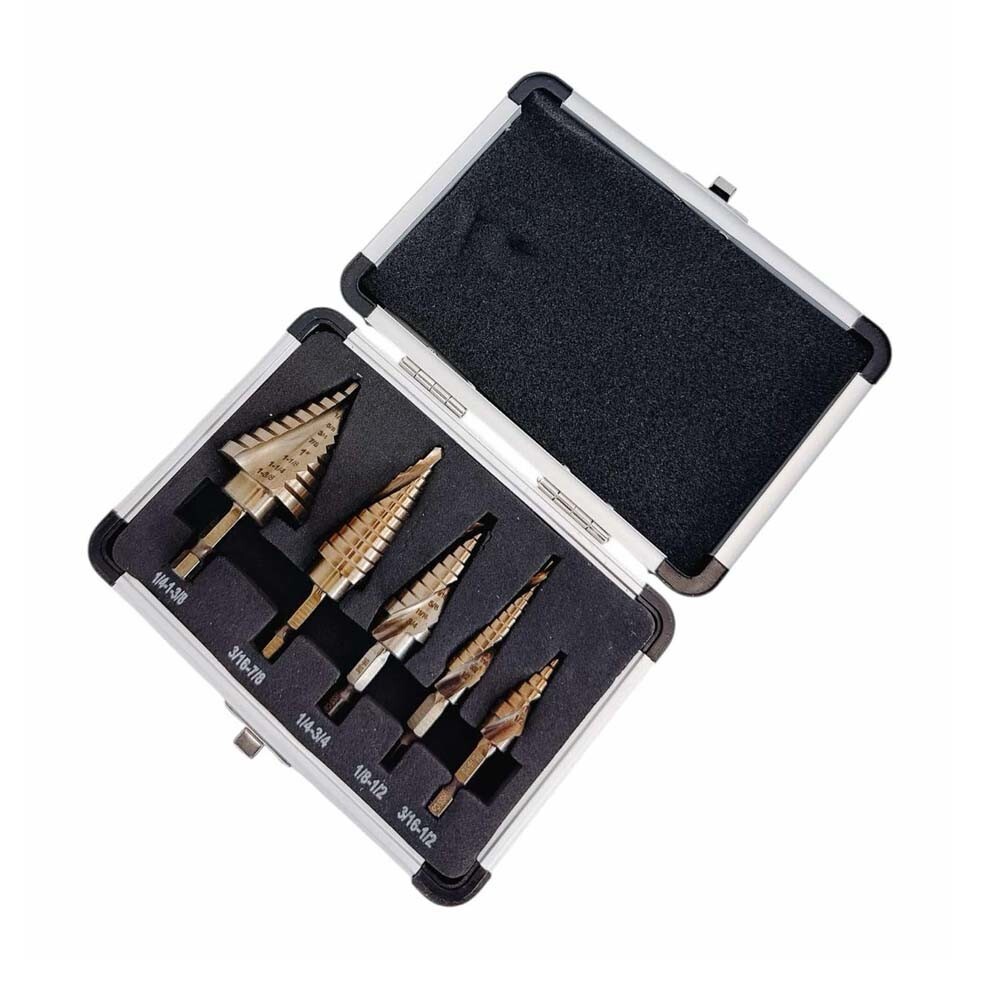 5-delige boorset met kobaltspi - Step Drill Bit Set Titanium Hss Cobalt recensie en prijs