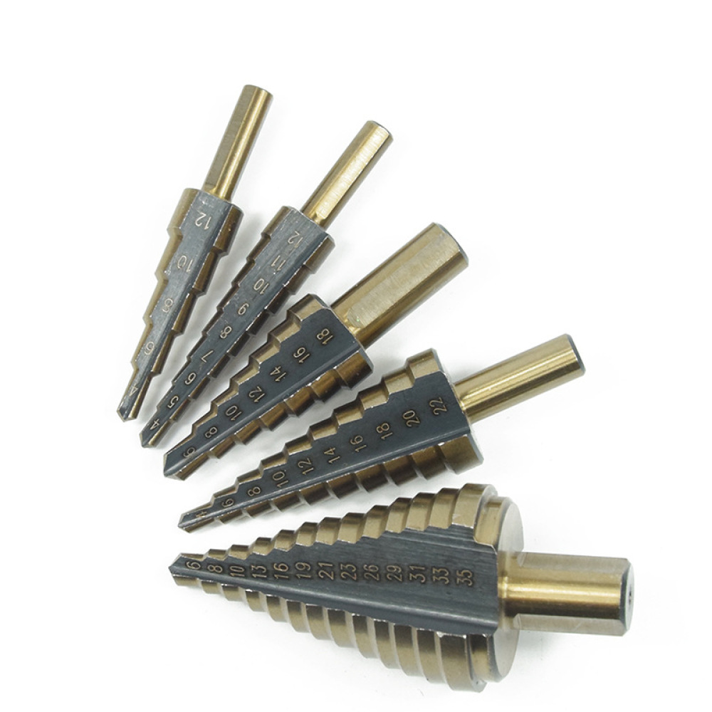 5 Stuks Pagode Stap Boren HSS  - Step Drill Bit Set Titanium Hss Cobalt recensie en prijs