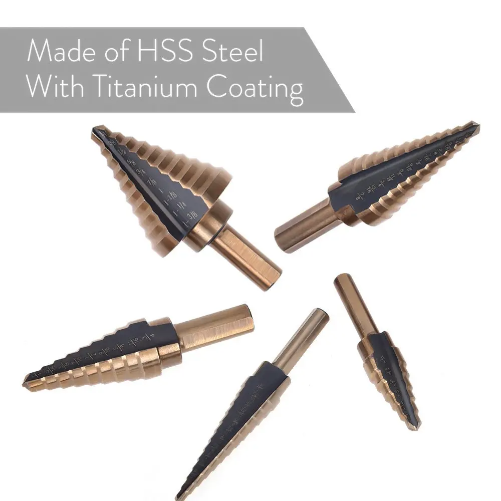 5 stks Hss Kobalt Stap Titaniu - Step Drill Bit Set Titanium Hss Cobalt recensie en prijs