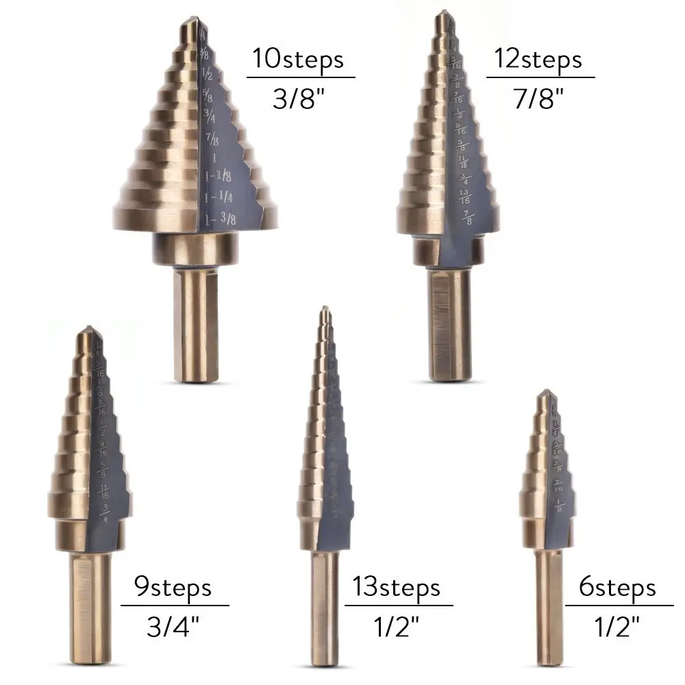 5 stks Hss Kobalt Stap Titaniu - Step Drill Bit Set Titanium Hss Cobalt recensie en prijs