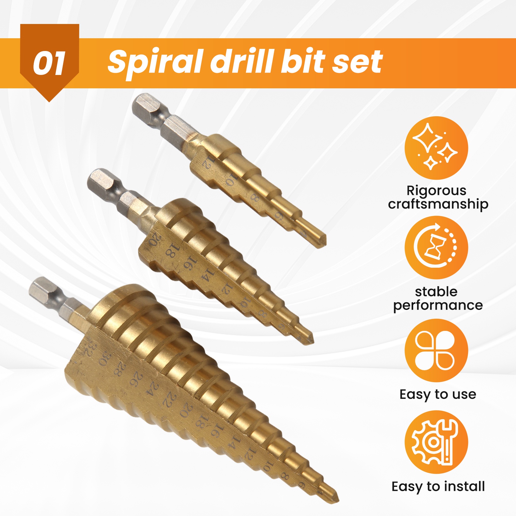 A23T 3-delige HSS-set met coni - Step Drill Bit Set Titanium Hss Cobalt recensie en prijs
