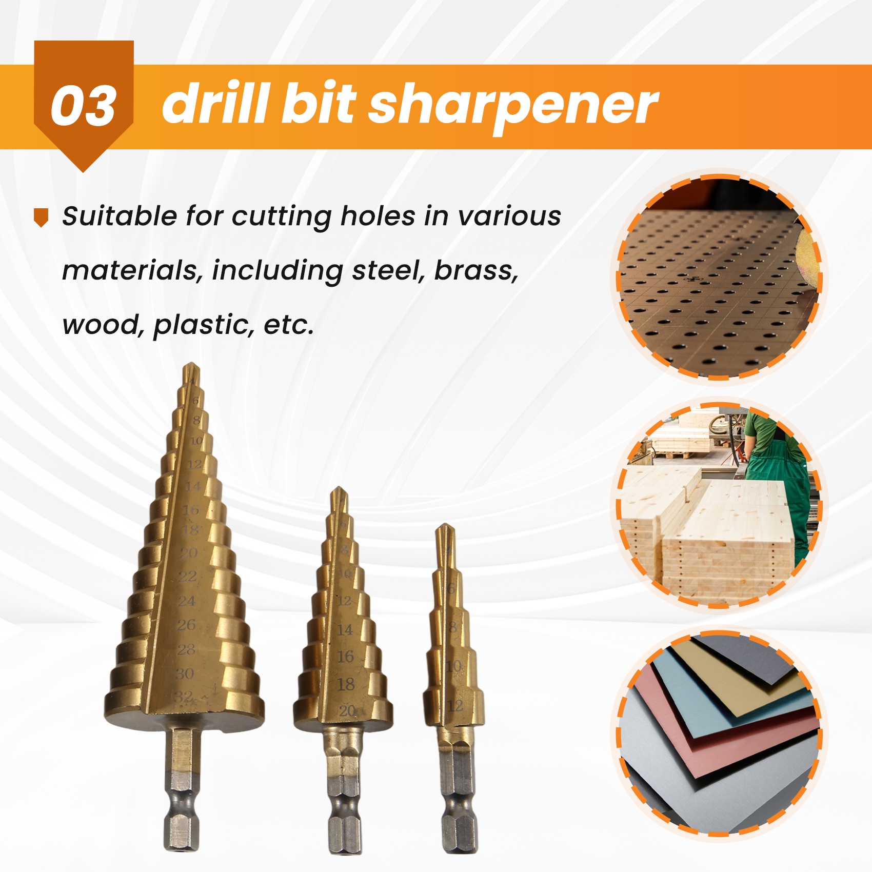 A23T 3-delige HSS-set met coni - Step Drill Bit Set Titanium Hss Cobalt recensie en prijs